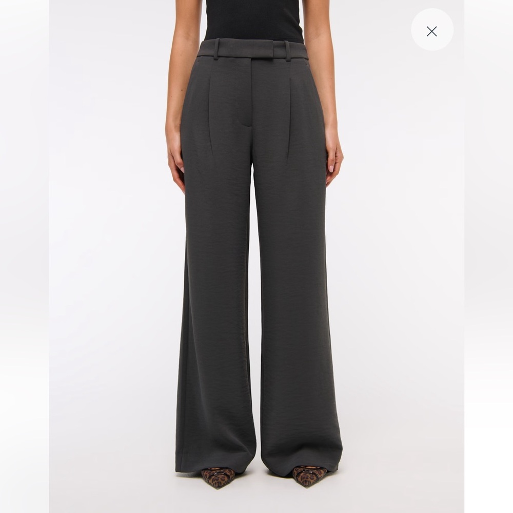 Abercrombie & Fitch Tailored Crepe Ultra High Wide Leg Gray Pants